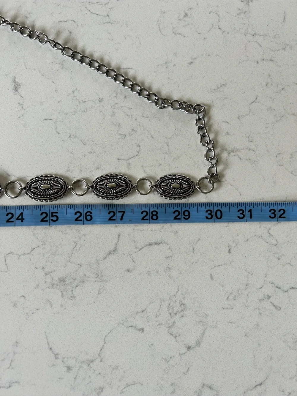NWT Madden NYC Silver Concho Chain Belt with Engraved Embellished Medallions - Picture 8 of 10